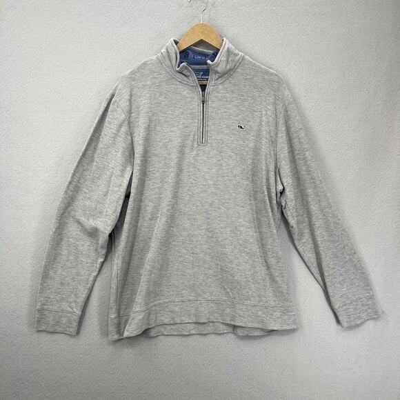 Vineyard Vines Pullover Mens Large Gray 1/4 Zip Preppy Casual Whale Long Sleeve - Picture 1 of 10